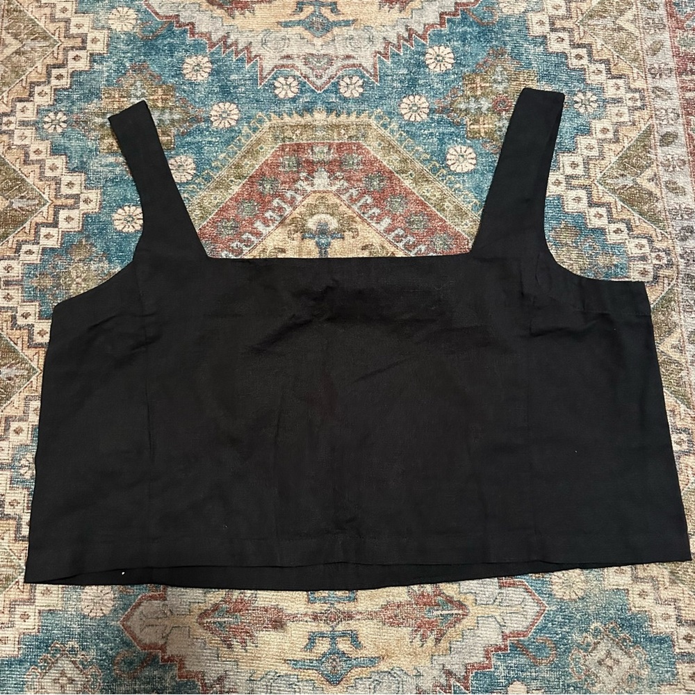 NWT Anthropologie Porridge• Black Cotton and Linen Square neck crop top size s - Picture 9 of 9